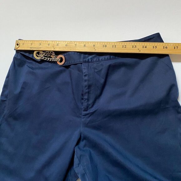 Ralph Lauren Womens Navy Blue Pant Straight Leg Cotton Stretch Size 12P Used - Picture 8 of 16
